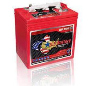 DESCRIPTION: (2) DEEP CYCLE 6-VOLT BATTERIES BRAND/MODEL: US BATTERY #US2200 INFORMATION: RED, ONE DAMAGED, MUST COME INSPECT SIZE: 6 VOLT RETAIL$: $3