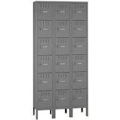 DESCRIPTION: (1) 6 TIER LOCKERSBRAND/MODEL: TENNSCO #4LA22INFORMATION: GRAY, MUST COME INSPECT, SLIGHT DAMAGESIZE: 6 TIER, 3 WIDE, 36 in x 15 in x 78 inRETAIL$: $1140.00 TOTALQTY: 1