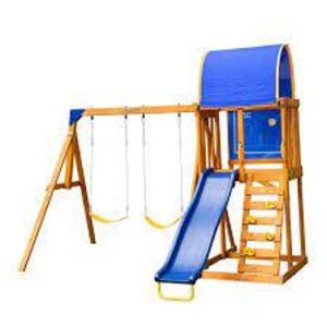 DESCRIPTION: (1) WOODEN SWING SET BRAND/MODEL: SPORTSPOWER INFORMATION: ADDISON SIZE: 116" X 95.2" RETAIL$: $399.99 EA QTY: 1