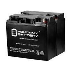 DESCRIPTION: (2) BATTERY REPLACEMENTS BRAND/MODEL: MIGHTY MAX BATTERY #ML18-12 INFORMATION: BLACK SIZE: 225X159X249 MM RETAIL$: $74.99 EA QTY: 2