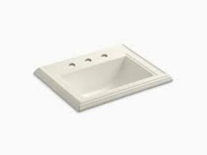 DESCRIPTION: (1) SELF-RIMMING LAVATORY BRAND/MODEL: KOHLER #2241-8-96 INFORMATION: MEMOIRS, CREAM/WHITE SIZE: 3 HOLES RETAIL$: $352.57 EA QTY: 1