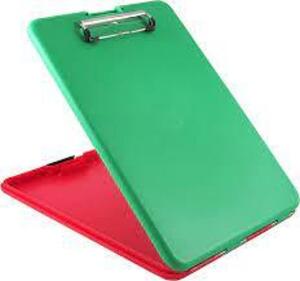 DESCRIPTION: (5) PLASTIC STORAGE CLIPBOARD BRAND/MODEL: SAUNDERS #00580 INFORMATION: RED AND GREEN SIZE: 9" X 11.75" RETAIL$: $20.54 EA QTY: 5