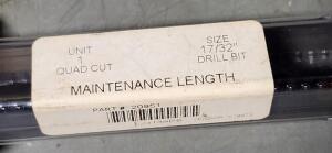 DESCRIPTION: (6) MAINTENANCE DRILL BIT BRAND/MODEL: MADE IN USA 20951 SIZE: 17/32" RETAIL$: $31.08 EA QTY: 6