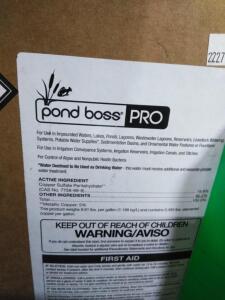 DESCRIPTION: (1) WATER TREATMENT BRAND/MODEL: POND BOSS PRO SIZE: 5 LB RETAIL$: $62.0 0EA QTY: 1