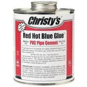 DESCRIPTION: (6) RED HOT BLUE GLUE BRAND/MODEL: CHRISTY'S PVC PIPE CEMENT SIZE: 16 OZ RETAIL$: $14.88 EA QTY: 6