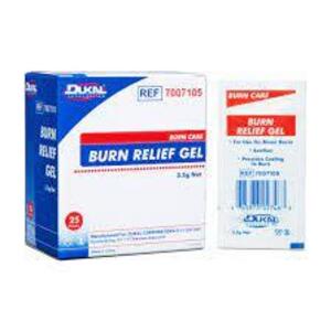 DESCRIPTION: (6) BOXES OF (25) BURN RELIEF GEL PACKS BRAND/MODEL: DUKAL #7007105 SIZE: 3.5 G NET RETAIL$: $156.35 EA QTY: 6