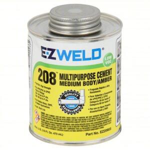 DESCRIPTION: (6) AMBER SOLVENT CEMENT BRAND/MODEL: EZ WELD 208 #5E533 SIZE: 16 OZ RETAIL$: $8.40 EA QTY: 6