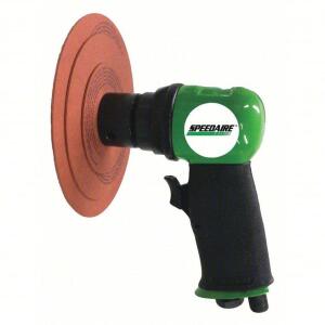 DESCRIPTION: (1) AIR ORBITAL SANDER BRAND/MODEL: SPEEDAIRE #48LZ97 INFORMATION: GREEN HANDLE SIZE: 3 IN, HOOK AND LOOP, 3/8 IN ORBIT, NON-VACUUM, HEAV