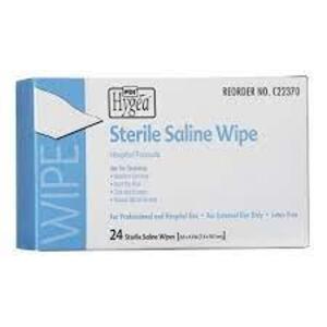 DESCRIPTION: (6) CASES OF (24) PACKS OF STERILE SALINE WIPE BRAND/MODEL: HYGEA #C22370 RETAIL$: $6.00 A BOX QTY: 6