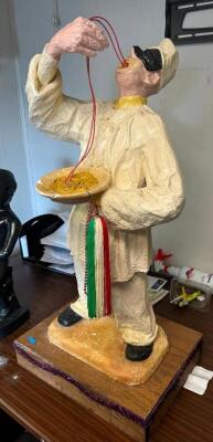 36" PASTA BANDIT MASKED CHEF STATUE.