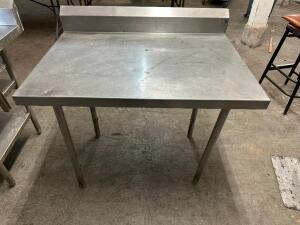 48" X 30" STAINLESS TABLE W/ 4" BACK SPLASH