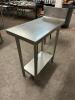 15" X 30" STAINLESS TABLE W/ 6" BACK SPLASH