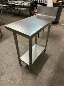 15" X 30" STAINLESS TABLE W/ 6" BACK SPLASH