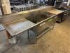 120" THREE WELL STAINLESS POT SINK W/ LEFT AND RIGHT DRY BOARD. - 2