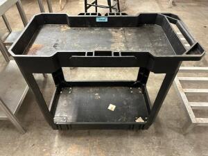 TWO TIER BLACK PLASTIC UTILITY CART