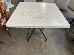 36" X 36" WHITE PATIO TABLE W/ (4) CHAIRS