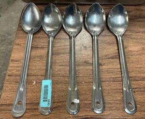 (5) STAINLESS SERVING SPOONS