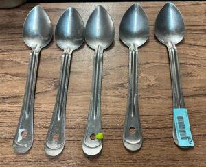 (5) STAINLESS SERVING SPOONS