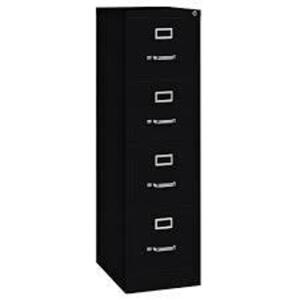 DESCRIPTION: (1) VERTICAL FILING CABINETBRAND/MODEL: HIRSH #17892INFORMATION: BLACKSIZE: 4 DRAWERS, LETTER FILE SIZE, 52 Inches (H) x 15 Inches (W) x 22 Inches (D)RETAIL$: $272.95 EAQTY: 1