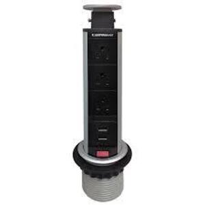 DESCRIPTION: (2) 3 OUTLET MINI POP UP DESK POWER CENTER BRAND/MODEL: ELECTRIDUCT #PDC-TT-MINI-3P RETAIL$: $34.88 EA QTY: 2