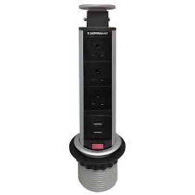 DESCRIPTION: (2) 3 OUTLET MINI POP UP DESK POWER CENTER BRAND/MODEL: ELECTRIDUCT #PDC-TT-MINI-3P RETAIL$: $34.88 EA QTY: 2