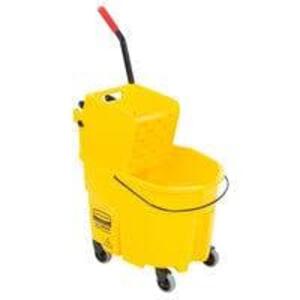 DESCRIPTION: (1) COMMERICAL WAVEBRAKE MOP BUCKET & WRINGER BRAND/MODEL: RUBBERMAID/FG759088_YEL INFORMATION: YELLOW/CAPACITY: 35 QT SIZE: 20-1/8"L X 1