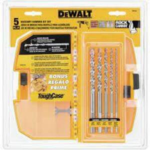 DESCRIPTION: (1) MASONRY HAMMER BIT SET BRAND/MODEL: DEWALT #DW5205 INFORMATION: YELLOW SIZE: 5 PIECE RETAIL$: $189.25 EA QTY: 1