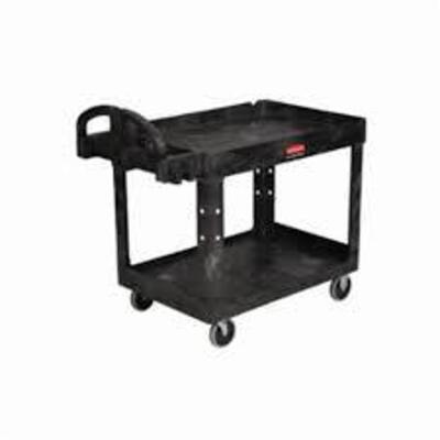 DESCRIPTION: (1) UTILITY CART BRAND/MODEL: RUBBERMAID #FG452088 INFORMATION: BLACK SIZE: 2 SHELF RETAIL$: $225.00 EA QTY: 1