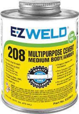 DESCRIPTION: (6) AMBER SOLVENT CEMENT BRAND/MODEL: EZ WELD 208 #5E533 SIZE: 30 OZ RETAIL$: $16.87 EA QTY: 6