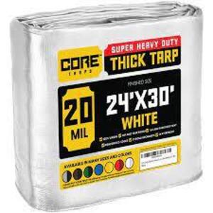 DESCRIPTION: (1) SUPER HEAVY DUTY THICK TARP BRAND/MODEL: CORE TARPS #CT-704-24X30 INFORMATION: WHITE SIZE: 24" X 30" RETAIL$: $178.45 EA QTY: 1