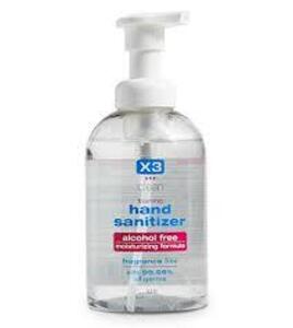 DESCRIPTION: (12) HAND SANITIZER ALCOHOL FREE BRAND/MODEL: X3 SIZE: 10.2 OZ RETAIL$: $9.54 EA QTY: 12