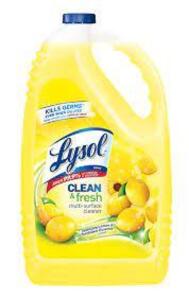 DESCRIPTION: (1) MULTI SURFACE CLEANERS BRAND/MODEL: LYSOL INFORMATION: LEMON SIZE: 1 GALLON RETAIL$: $12.78 EA QTY: 1