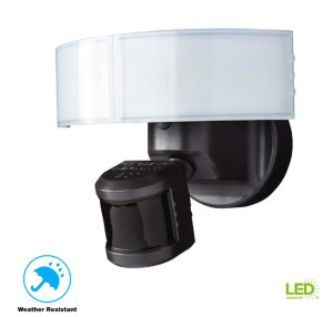 180-DEGREE BRONZE MOTION SENSING DUSK TO DAWN LED FLOOD LIGHT