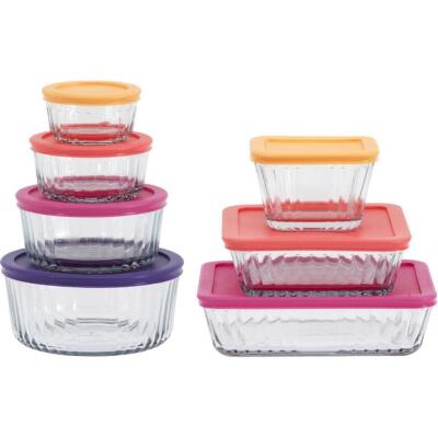 ANCHOR HOCKING 14PC EMBOSSED FOOD STORAGE SET RETAILS FOR $25.86