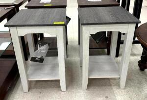 (2) DARRISON TWO-TONED SIDE END TABLE WITH USB HOOKUPS