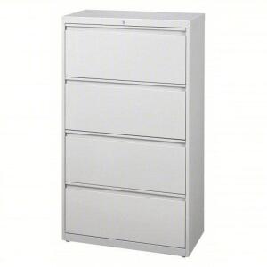 DESCRIPTION: (1) LATERAL FILE CABINET BRAND/MODEL: HIRSH #48YA99 INFORMATION: PUTTY / LIGHT GRAY SIZE: 4 DRAWERS, A4/LEGAL/LETTER FILE SIZE, 52 1/2 IN