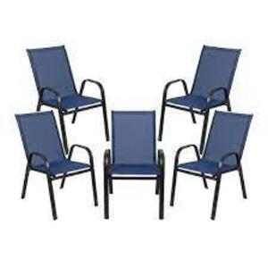 DESCRIPTION: (4) PATIO CHAIRS BRAND/MODEL: FLASH FURNITURE #JJ-303C-NV-GG INFORMATION: BRAZOS SERIES, NAVY BLUE MESH RETAIL$: $116.99 TOTAL QTY: 4