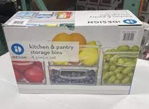 DESCRIPTION: (1) CASE OF (4) KITCHEN BIN ORGANIZERS BRAND/MODEL: IDESIGN INFORMATION: CLEAR SIZE: 4 PIECE SET RETAIL$: $34.50 TOTAL QTY: 1