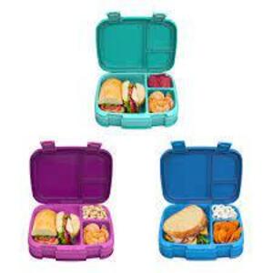 DESCRIPTION: (1) PACK OF (3) KIDS LUNCH CONTAINERS BRAND/MODEL: BENTGO INFORMATION: PUEPLE, BLUE, AND GREEN RETAIL$: $64.70 TOTAL QTY: 1