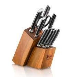 DESCRIPTION: (1) KNIFE BLOCK SET BRAND/MODEL: CANGSHAN INFORMATION: WOODEN BLOCK RETAIL$: $189.99 EA QTY: 1