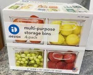 DESCRIPTION: (1) CASE OF (4) MULTI-PURPOSE BIN ORGANIZERS BRAND/MODEL: IDESIGN INFORMATION: CLEAR SIZE: 4 PIECE SET RETAIL$: $40.99 TOTAL QTY: 1