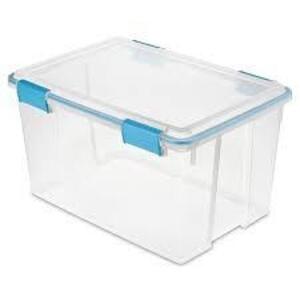 DESCRIPTION: (4) STORAGE TOTE BRAND/MODEL: STERILITE #1934 INFORMATION: CLEAR SIZE: 54 QT RETAIL$: $20.23 EA QTY: 4