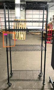 5-TIER WIRE METAL SHELVING UNIT ON CASTERS