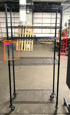 5-TIER WIRE METAL SHELVING UNIT ON CASTERS