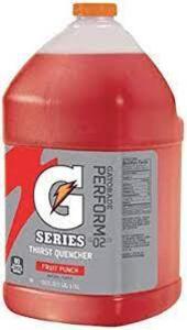 DESCRIPTION: (2) SPORTS DRINK CONCENTRATED BRAND/MODEL: GATORADE INFORMATION: FRUIT PUNCH SIZE: 1 GALLON RETAIL$: $17.17 EA QTY: 2