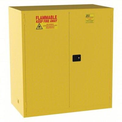 DESCRIPTION: (1) FLAMMABLES SAFETY CABINET BRAND/MODEL: JAMCO/FM120 INFORMATION: 120 GALLON, 2 DRUM CAPACITY, SIZE: 59" X 34" X 65" RETAIL$: $2,730.41