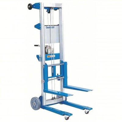 DESCRIPTION: (1) MANUAL FORK-OVER STACKER BRAND/MODEL: GENIE/4YZ85 INFORMATION: 400LB LOAD CAPACITY, 10' 5" MAX LIFTING HEIGHT RETAIL$: $1,781.91 QTY: