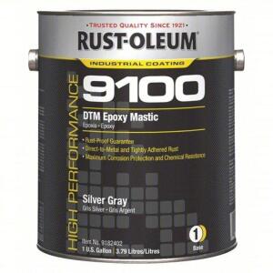 DESCRIPTION: (1) DTM EPOXY MASTIC BRAND/MODEL: RUST-OLEUM 9100 #4CH80 INFORMATION: SILVER GRAY BASE SIZE: 1 GALLON RETAIL$: $141.90 QTY: 1