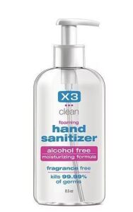 DESCRIPTION: (12) HAND SANITIZER BRAND/MODEL: X3 ALCOHOL FREE SIZE: 10 OZ QTY: 12