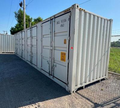 NEW 2023 STORAGE CONTAINER W/ (4) SETS OF SIDE DOORS & (1) SET OF END DOORS, CONTENTS NOT INCLUDED. CUSTOMER IS RESPONSIBLE FOR ARRANGING RIGGING COMPANY TO LOAD CONTAINER